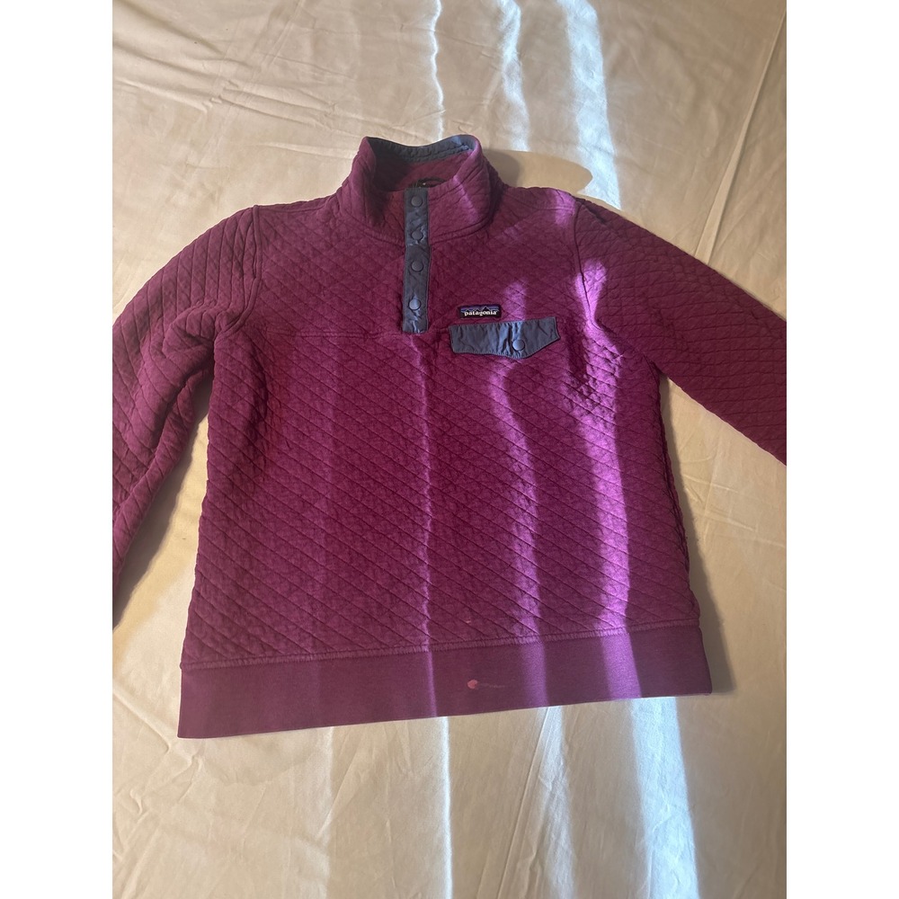 Patagonia Quilt Snap-T Pullover Womens Medium Purple Good Cotton Blend Sweater